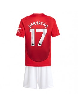 Manchester United Alejandro Garnacho #17 Heimtrikotsatz für Kinder 2024-25 Kurzarm (+ Kurze Hosen)